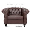 NicBex 84.65" Chesterfield Sofa with Rolled Arm, Modern PU Leather 3 Seater Sofa Couch, Upholstered Vintage Couch for Living Room - 2 of 4