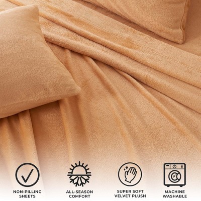 Twin Nude Microfiber Deep Pocket Velvet Plush Sheet Set