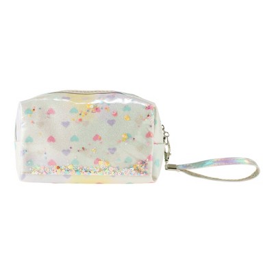 Unique Bargains Women Portable Sequin Heart Gradient Makeup Bag Assorted Color 1 Pc
