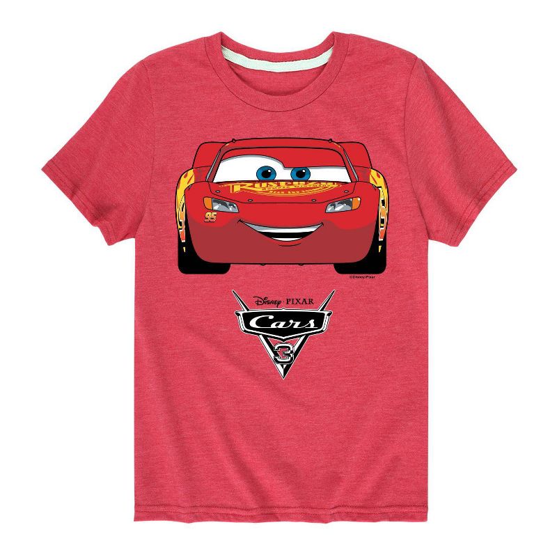 Boys' Cars Lightning McQueen Short Sleeve Graphic T-Shirt - Heather Red, 1 of 2