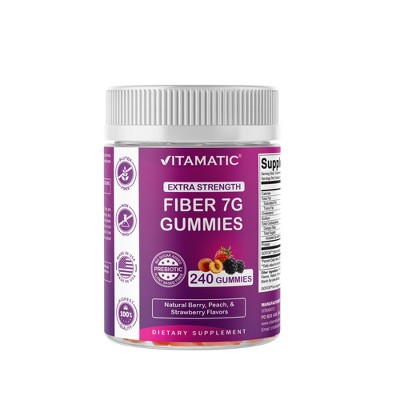 Prebiotic Fiber Gummies for Adults- 240 Pectin Based Gummies, Digestive Health & Regularity Support