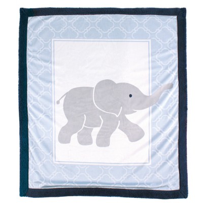 Luvable Friends Baby Boy Plush Blanket with Sherpa Back, Elephant, One Size