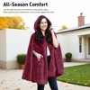 Catalonia Womens Oversized Plush Fleece Wearable Blanket Hooded Wrap Sweater with Hand Pockets, Open Front No Sleeve Cape Shawls, Cozy Gift for Woman - 3 of 4