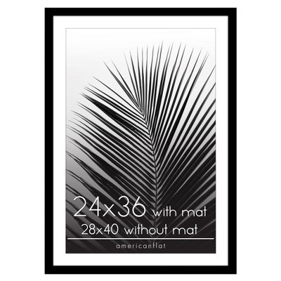 Americanflat 28x40 Poster Frame with Polished Plexiglass, Use as 24x36 Frame with Mat or 28x40 Frame Without Mat, Epic Collection, Black