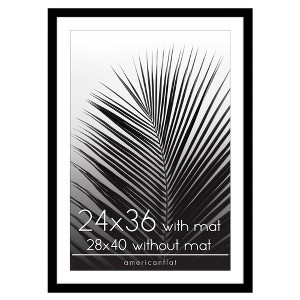 Americanflat 28x40 Poster Frame with Polished Plexiglass, Use as 24x36 Frame with Mat or 28x40 Frame Without Mat, Epic Collection, Black - 1 of 4