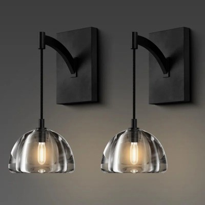 2- Light Hemisphere Crystal Modern Wallchiere Wall Light Wall Sconce