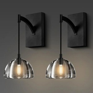 2- Light Hemisphere Crystal Modern Wallchiere Wall Light Wall Sconce - 1 of 4