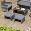 Tangkula 2 Pieces Patio PE Rattan Ottomans with Soft Zippered Cushions for Deck Frame - 3 of 4