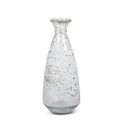 Lone Elm Studios 17" Tall Recycled Glass Vase; Clear and Spotted