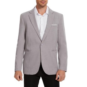 Mens Casual Blazer Jacket One Button Suit Jackets Slim Fit Lightweight Coat - 1 of 4