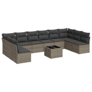 vidaXL Garden Sofa Set Grey PE rattan Large Adjustable Feet - 1 of 4