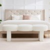 Bekrvio 56"L Minimalist Modern Upholstered Entryway Bench, 3 Round Cushions -White Boucle Fabric, End of Bed Bench for Bedroom, Hallway, Living Room - 3 of 4