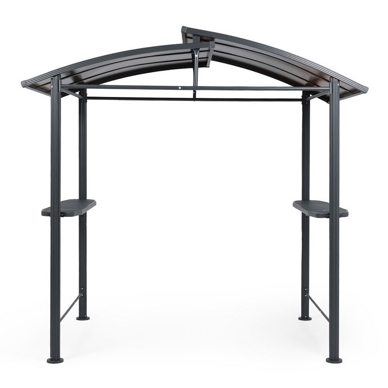 Aoodor 8 x 5 ft. BBQ Grill Gazebo Shelter, Dark Gray Steel Frame and Brown Double-Tier Polycarbonate Top Canopy, 1 of 11