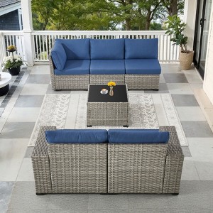 Outdoor Sectional Sofa Patio Furniture Sets with Thickened Cushions - 1 of 4