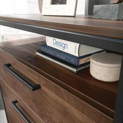 Grand Walnut 4-Drawer Chest with Open Shelf