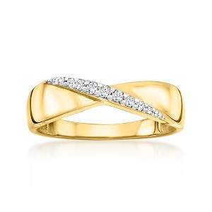 Ross-Simons 0.10 ct. t.w. Diamond Diagonal Ring in 18kt Gold Over Sterling - 1 of 4