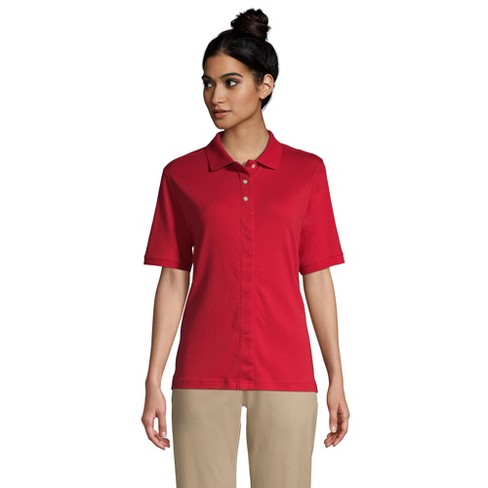 Lands' End School Uniform Women's Adaptive Short Sleeve Interlock Polo  Shirt - Large - Red : Target