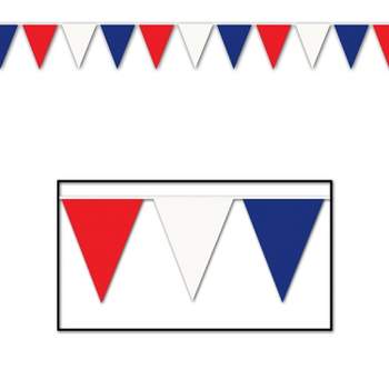 Beistle 17" x 120' Patriotic Outdoor Pennant Banner; Red/White/Blue 50700-RWB
