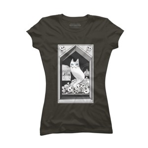 Junior's Design By Humans Ghost cat the Keeper of the Crypt By runcatrun T-Shirt - 1 of 2