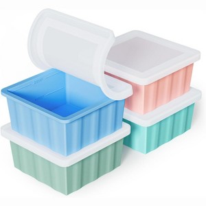 4-Pack 2-Cup Silicone Freezer Trays with Lid, Soup Portion Freeze Molds for Meal Prep, Stock, and Souped Ice Cubes - 1 of 4