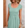 Women's Maternity Dress Casual Summer Round Neck Short Sleeve Smocked High Waist Maxi Dress with Pockets - 4 of 4