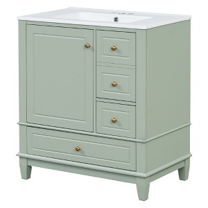 Dexmalle Modern 30" Bathroom Vanity One Door with Shelf and Three Drawers - 1 of 4