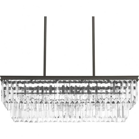 Progress Lighting Glimmer 4-Light Square Linear Chandelier, Antique Bronze, Prismatic Glass Shade - image 1 of 2