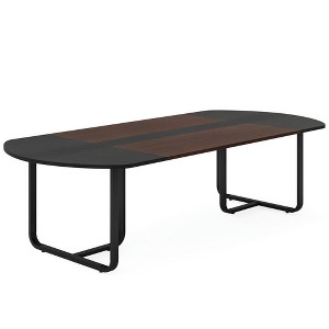 Resenkos Dining Table, Living Room Table,70.86" Oval Dining Table, Modern Kitchen Table for for 6-8 People,Black Brown - 1 of 4