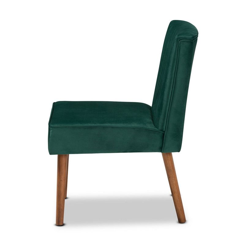 Alvis Velvet Upholstered and Wood Dining Chair - Baxton Studio, 4 of 11
