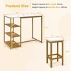 Costway 3PCS Bar Table Set Kitchen Counter Height Table 2 Stools Space Saving with Storage - 4 of 4
