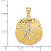 Black Bow Jewelry 14k Yellow Gold & White Rhodium Diamond Cut Sand Dollar Pendant, 22mm - 3 of 4