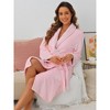 cheibear Women's Lounge Robe Soft Warm Flannel Plush Fluffy Bathrobe with Belt and Pockets - 3 of 4