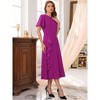INSPIRE CHIC Women Ruffle Front Side Slit Crew Neck Short Sleeve Midi Cocktail Formal Dresses - 2 of 4