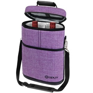 OPUX 2 Bottle Wine Carrier Tote, Insulated Leakproof Cooler Bag, Portable Case Travel Picnic BYOB Beach Christmas Gift - 1 of 4