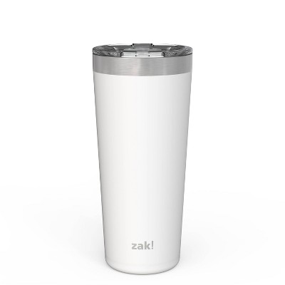 Zak! Designs 20oz Double Wall Stainless Steel Latah Tumbler with Contour Lid - White