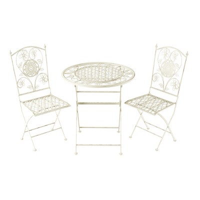Hastings Home 3pc Foldable Bistro Table Set - Antique White