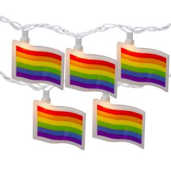 Northlight 10-Count Rainbow Flag Novelty String Lights - 7.5 ft White Wire