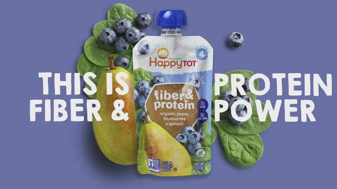 HappyTot Fiber & Protein Organic Pears Blueberries & Spinach Baby food - (Select Count), 2 of 6, play video