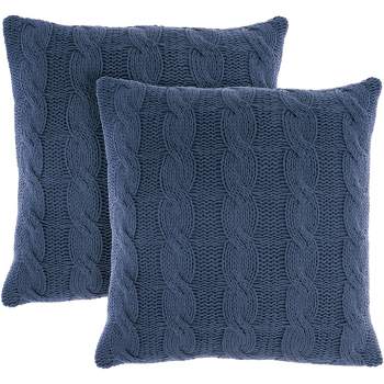 Mina Victory Life Styles Cotton Knitted 18"x18" Indoor Throw Pillows Set of 2