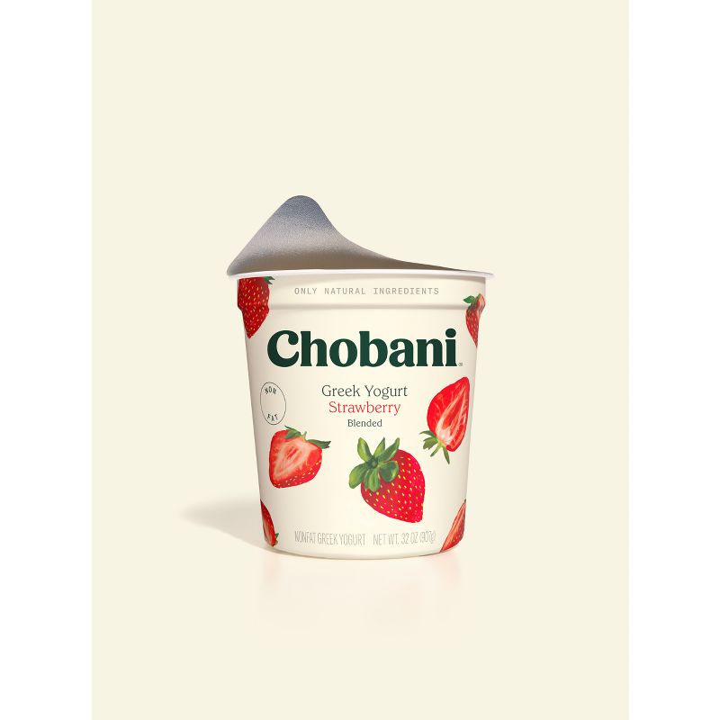 Chobani Strawberry Blended Nonfat Greek Yogurt - 32oz, 4 of 9