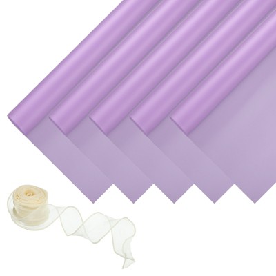 Unique Bargains Decorative Elegant Waterproof Matte Gift Wrap Paper with Ribbon 1 Set