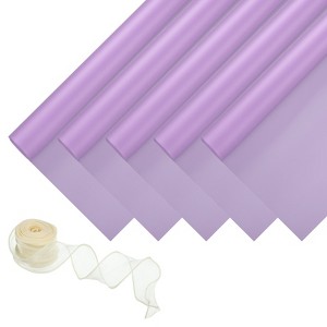 Unique Bargains Decorative Elegant Waterproof Matte Gift Wrap Paper with Ribbon 1 Set - 1 of 4