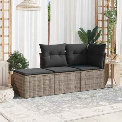 vidaXL Garden Sofa Set  PE Rattan Standard Adjustable Feet