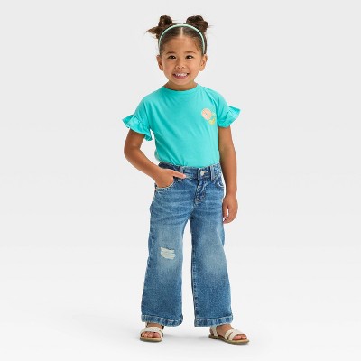 Cat & Jack - Brandclub - Toddler Girls' Destroy Wide Leg Denim