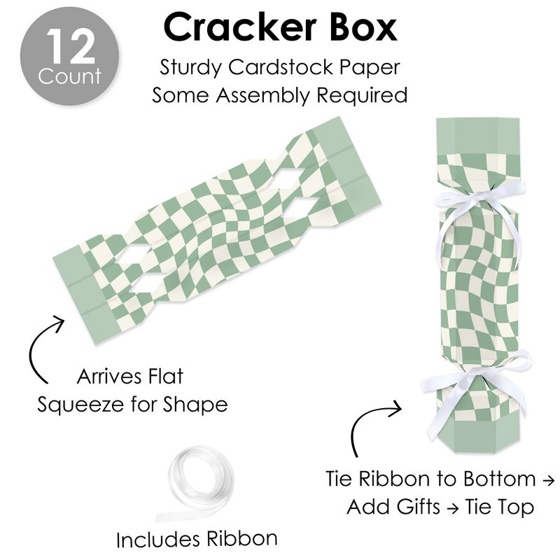 Big Dot of Happiness Sage Green Checkered Party - No Snap Party Table Favors - DIY Cracker Boxes - Set of 12, 6 of 10