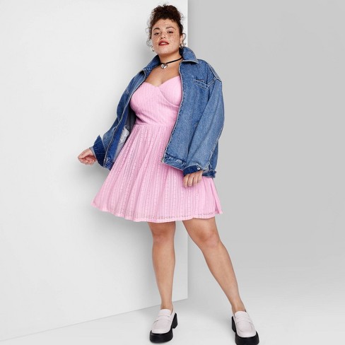 Women's Sleeveless Lace Fit & Flare Mini Skater Dress - Wild Fable™ Light  Pink Xxl : Target