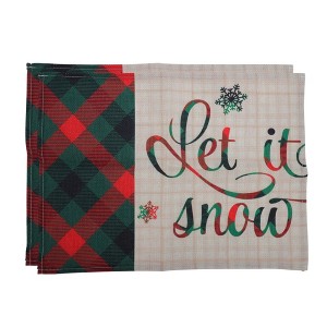 Unique Bargains Christmas Place Mats Linen Red Green Beige White 13"x17.7" 2 Pcs - 1 of 4