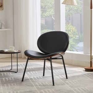 Okak Mid-Century Modern Accent Chairs for Bedroom, Shell Chair Single Side Chair Tripod, Fabric Lounge Chair in Walnut Finish Backrest - 1 of 4