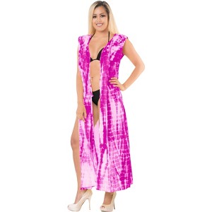 LA LEELA Women's Summer Vacation Holiday Wear Beach Open Front Slouchy Duster Beachwear Cardigans - 1 of 4