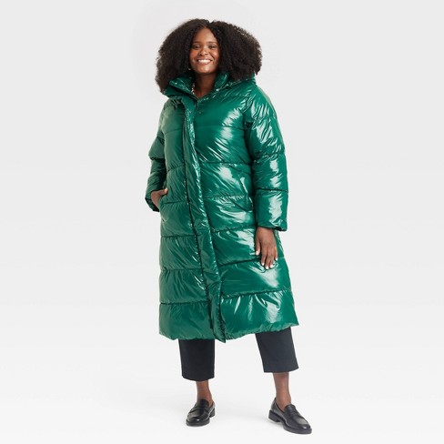 Women s Hooded Duvet Puffer Jacket A New Day Green 2x Target